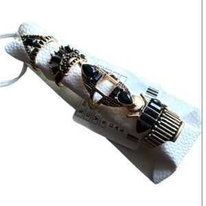 Free People Gold and Black Toned Ring Set NWT